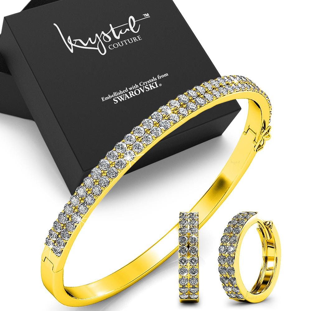 Boxed Bangle and Earrings Set Embellished with Swarovski® Crystals