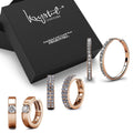 Boxed 3 Pairs of Rose Gold Earrings Set Embellished with Swarovski Crystals - Brilliant Co