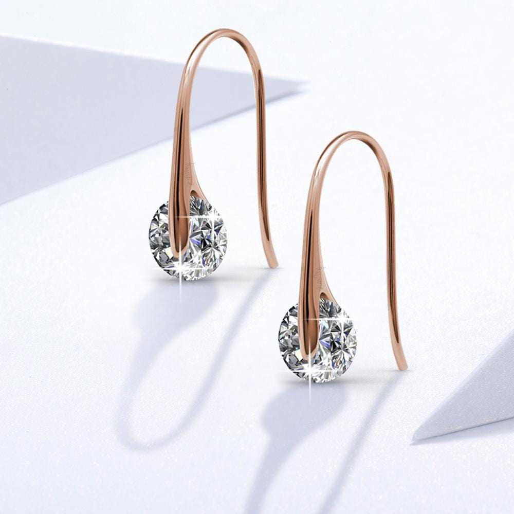 Boxed 3 Pairs of Rose Gold Earrings Set Embellished with Swarovski Crystals - Brilliant Co