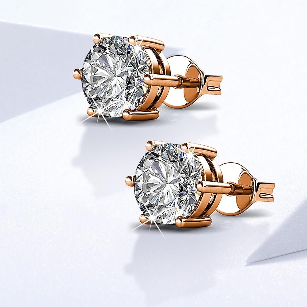 Boxed 2 Pairs of Rose Gold Earrings Set Embellished with Swarovski¬¨√Ü Crystals - Brilliant Co