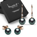 Boxed Magnificent Pearl Hook and Purity Pearl Stud Earrings Set in Rose Gold Embellished with Swarovski¬¨√Ü Crystal Iridescent Tahitian Look Pearls - Brilliant Co