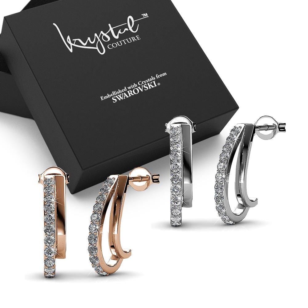 Boxed 2 Pairs of Earrings Set Embellished with Swarovski Crystals - Brilliant Co