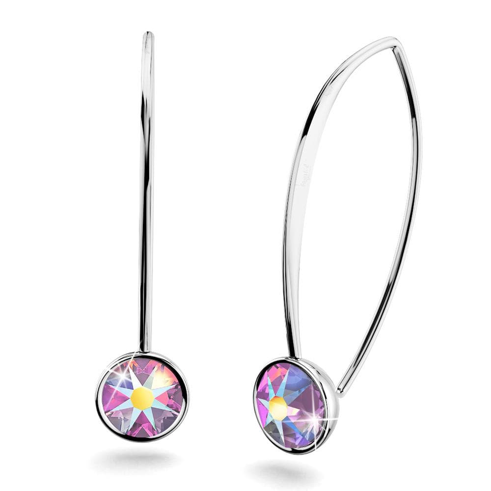 Boxed 2 pair Multi-colour Embellished with Crystals from Swarovski  AB crystal White Gold Earrings
