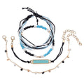 Boxed Bohemian Multi Layered Charm Bead Bracelet and Drop Earrings Set - Teal