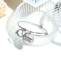 Boxed She Believed She Could Heart Heart Love Charm Toggle Bangle Set in Rose Gold and White Gold Plated