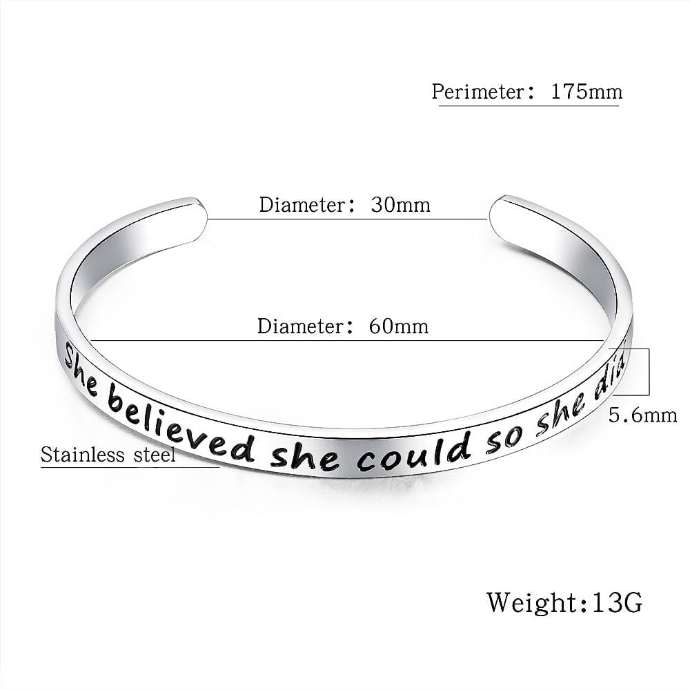 Boxed Inspirational Inscription Cuff Bangle Set in Rose Gold and White Gold Plated