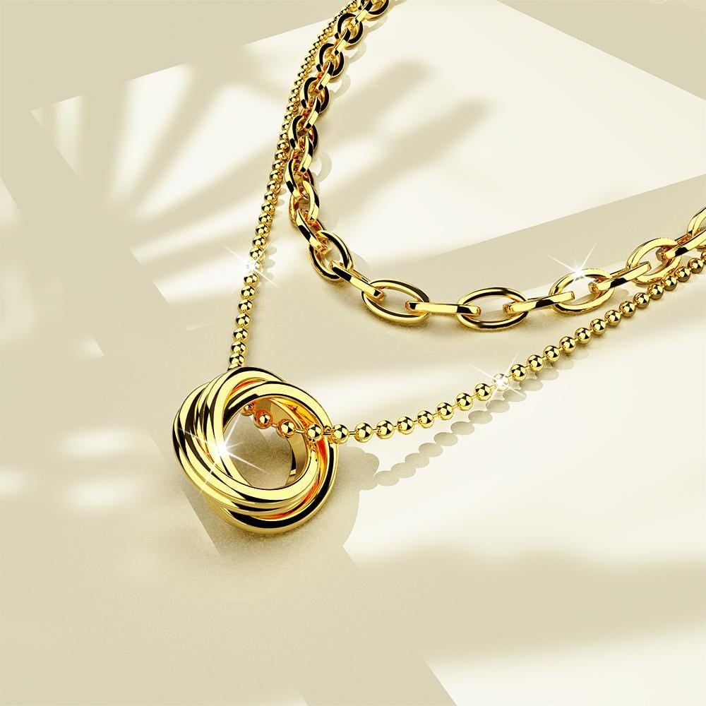 Boxed Swirl Pendant Necklace with Trishia Hoop Earrings in Gold - Brilliant Co