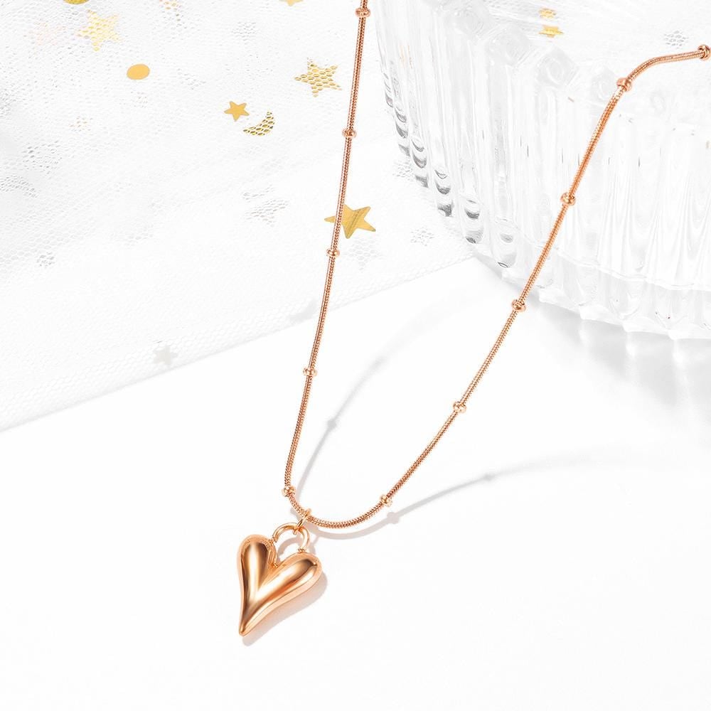 Boxed Lovey Peach Pendant with V-Style Stud Earrings in Rose Gold