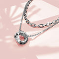 Boxed Swirl Pendant Necklace with Mini Barrel Loop Earrings in White Gold - Brilliant Co