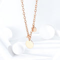 Boxed Round Pendant Toggle Clasp Necklace with Twisted Hoop Earrings in Rose Gold