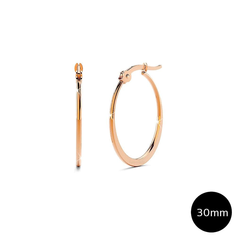 Boxed Hammered Disc Charm Belcher T-Bar Bracelet with Sexy Oval Hoop Earrings in Rose Gold