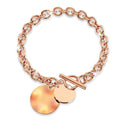 Boxed Hammered Disc Charm Belcher T-Bar Bracelet with Sexy Oval Hoop Earrings in Rose Gold