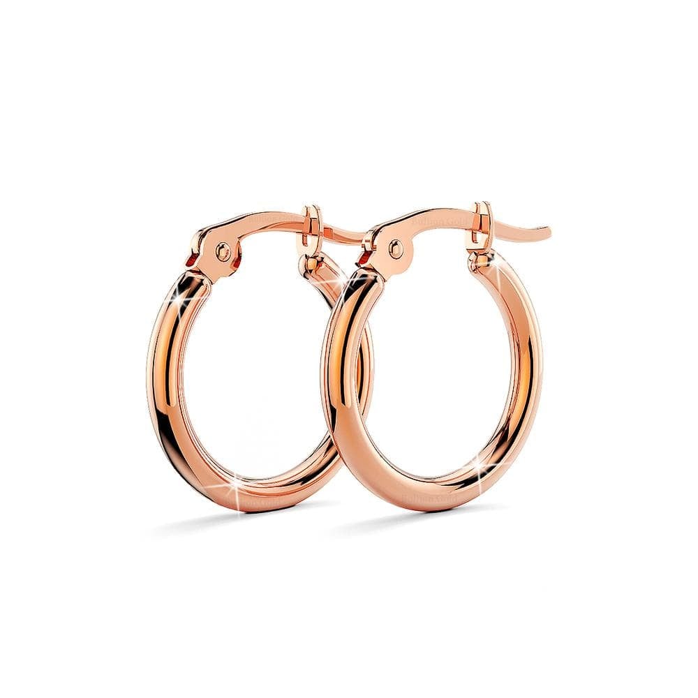 Boxed Heart Love Open Cuff Bangle with Trishia Hoop Earrings in Rose Gold