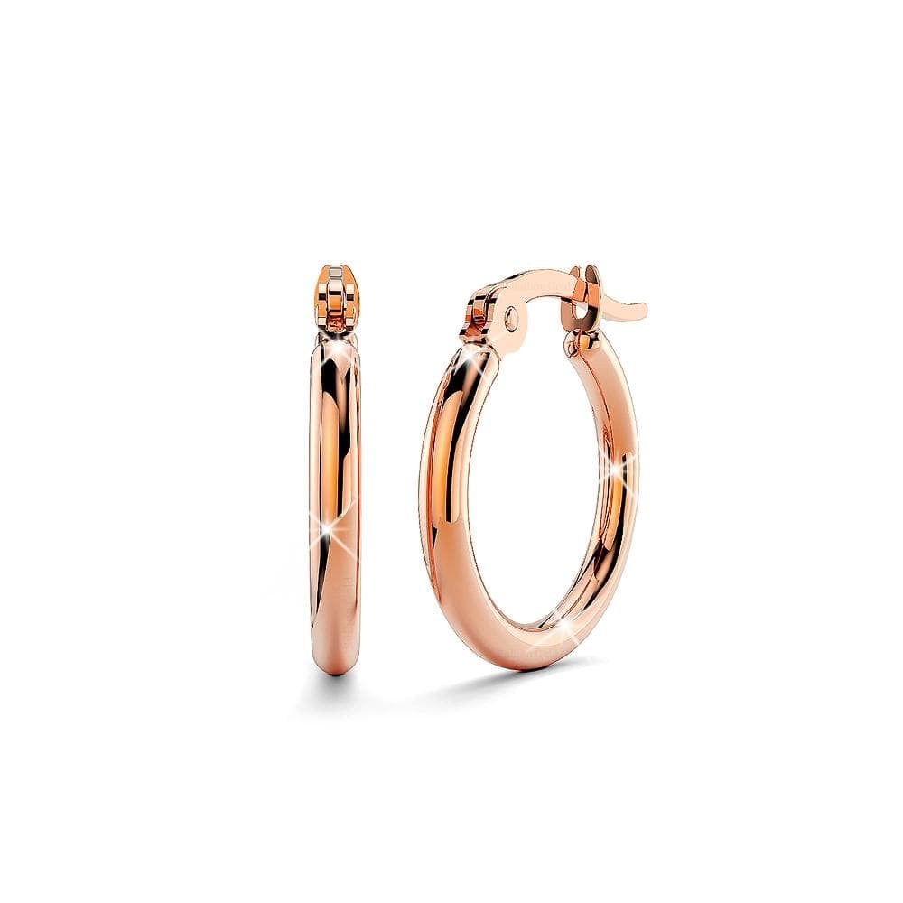 Boxed Heart Love Open Cuff Bangle with Trishia Hoop Earrings in Rose Gold