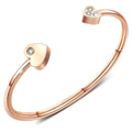 Boxed Heart Love Open Cuff Bangle with Trishia Hoop Earrings in Rose Gold