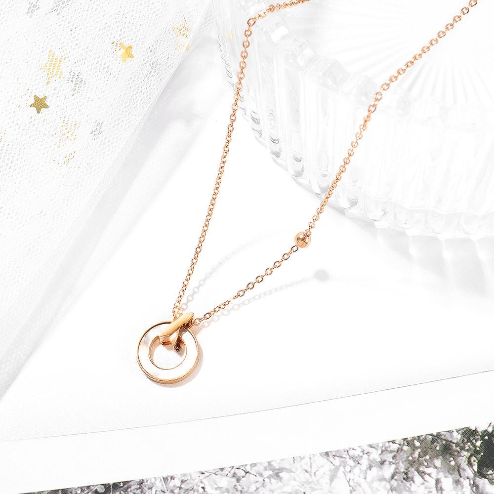 Boxed Pearl Oysters Golden Pendant Necklace with Twisted Hoop Earrings in Rose Gold