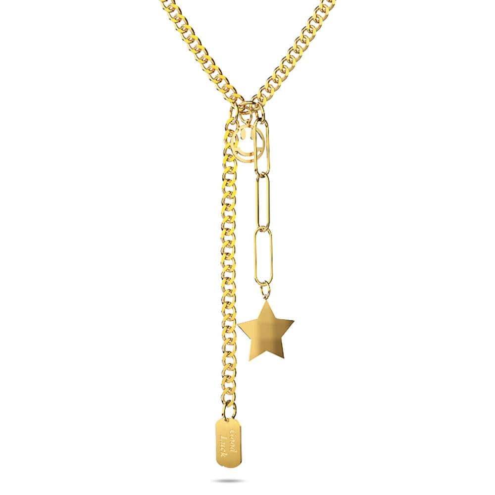 Boxed Star Tag Necklace with Ball Stud Earrings in Gold - Brilliant Co