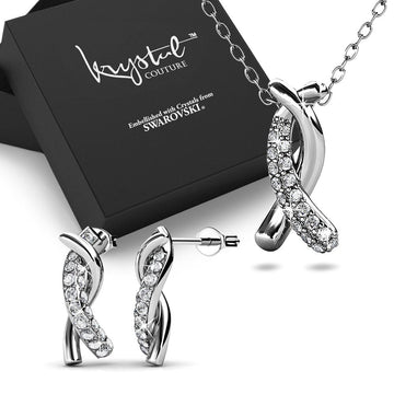 Boxed Intertwined White Gold Set Embellished with Swarovski¬¨√Ü Crystals - Brilliant Co