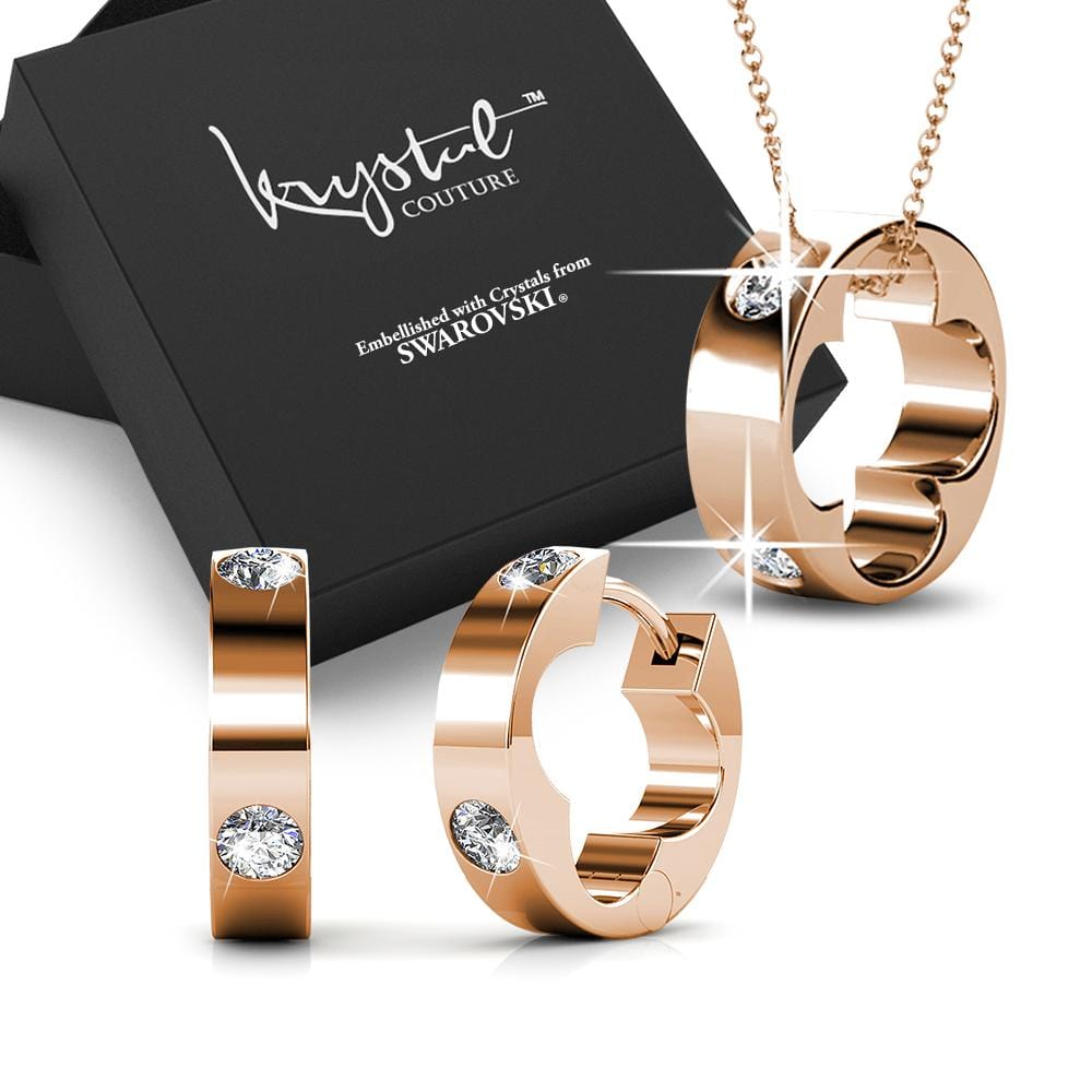 Boxed Ring Pendant Rose Gold Set Embellished with Swarovski¬¨√Ü Crystals - Brilliant Co