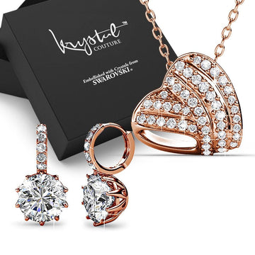 Boxed Timeless Heart Shaped Rose Gold Set Embellished with Swarovski¬¨√Ü Crystals - Brilliant Co
