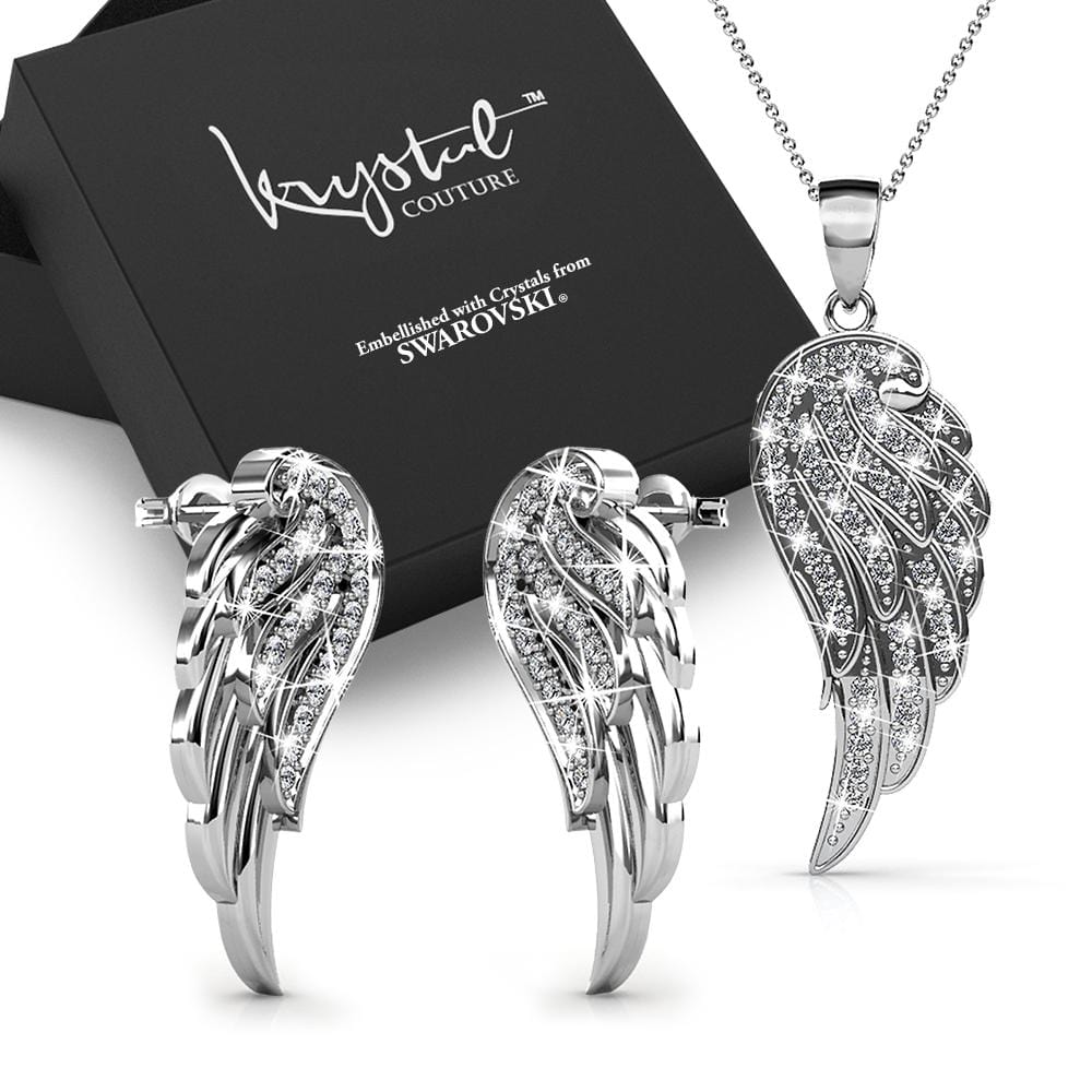 Boxed Fly High Wing White Gold Set Embellished with Swarovski¬¨√Ü Crystals - Brilliant Co