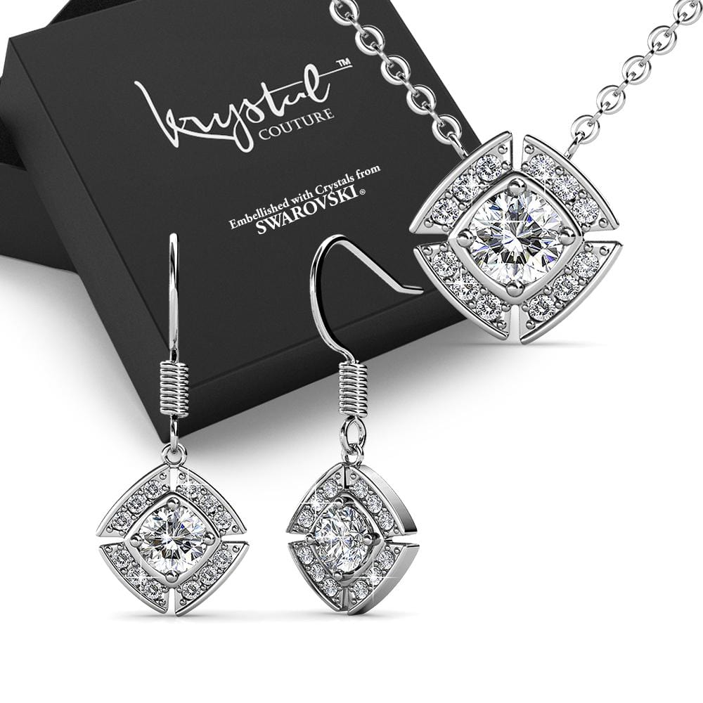 Boxed White Gold Brilliant Cut Set Embellished with Swarovski¬¨√Ü Crystals - Brilliant Co