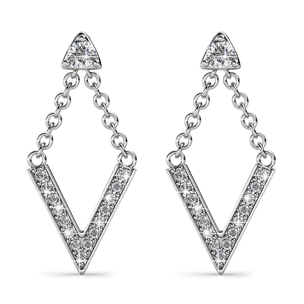 Boxed Luxury V Shaped White Gold Set Embellished with Swarovski¬¨√Ü Crystals - Brilliant Co