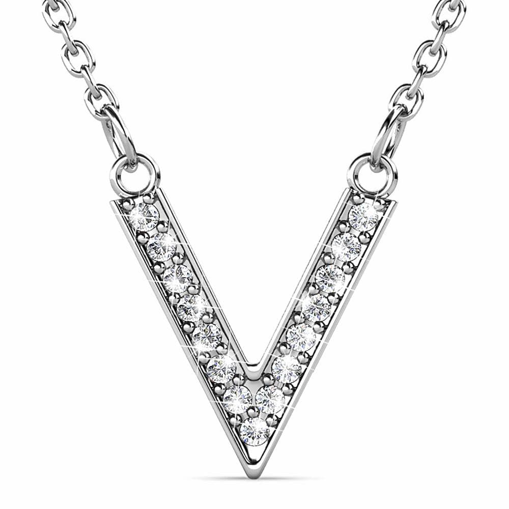 Boxed Luxury V Shaped White Gold Set Embellished with Swarovski¬¨√Ü Crystals - Brilliant Co