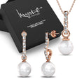 Boxed Luminous Pearl Rose Gold Set Embellished with Swarovski¬¨√Ü Crystals - Brilliant Co