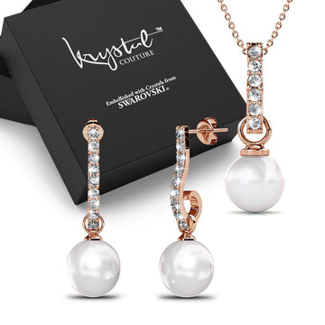 Boxed Luminous Pearl Rose Gold Set Embellished with Swarovski¬¨√Ü Crystals - Brilliant Co