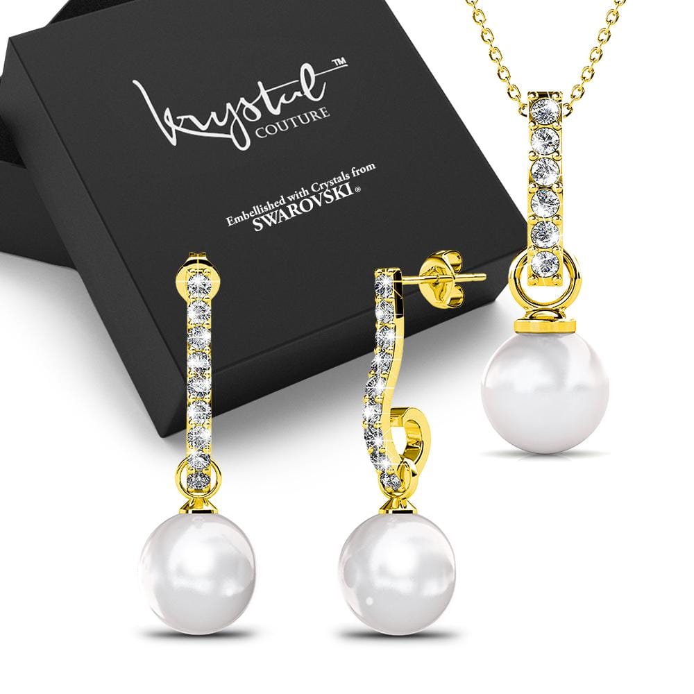 Boxed Luminous Pearl Gold Embellished with Swarovski¬¨√Ü Crystals Set - Brilliant Co
