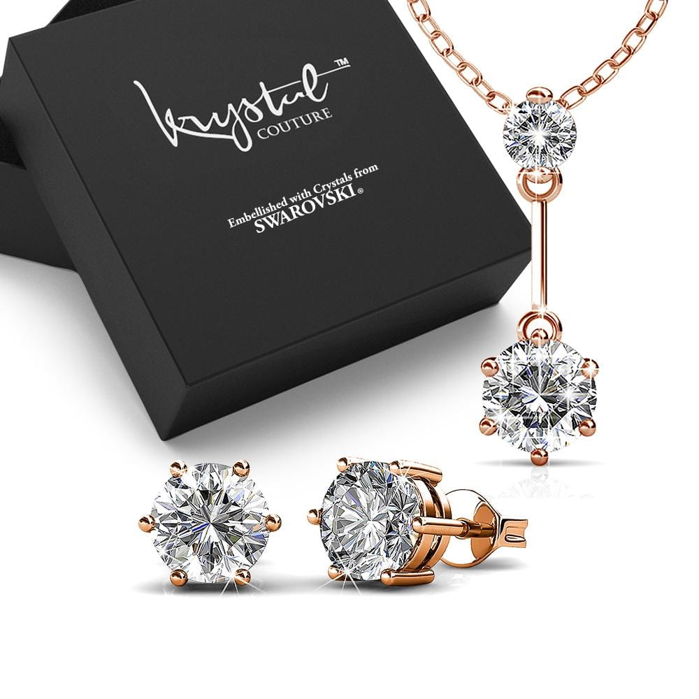 Boxed Divine Crystal Rose Gold Set Embellished with Swarovski¬¨√Ü Crystals - Brilliant Co
