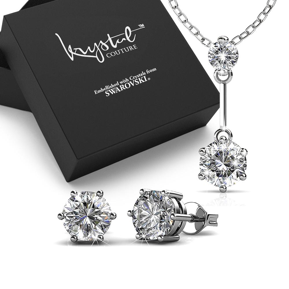 Boxed Divine Crystal White Gold Set Embellished with Swarovski¬¨√Ü Crystals - Brilliant Co