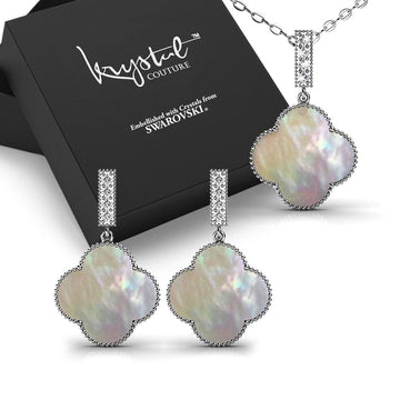 Boxed White Gold Milkyway Necklace and Earrings Set Embellished with Swarovski¬¨√Ü Crystals - Brilliant Co