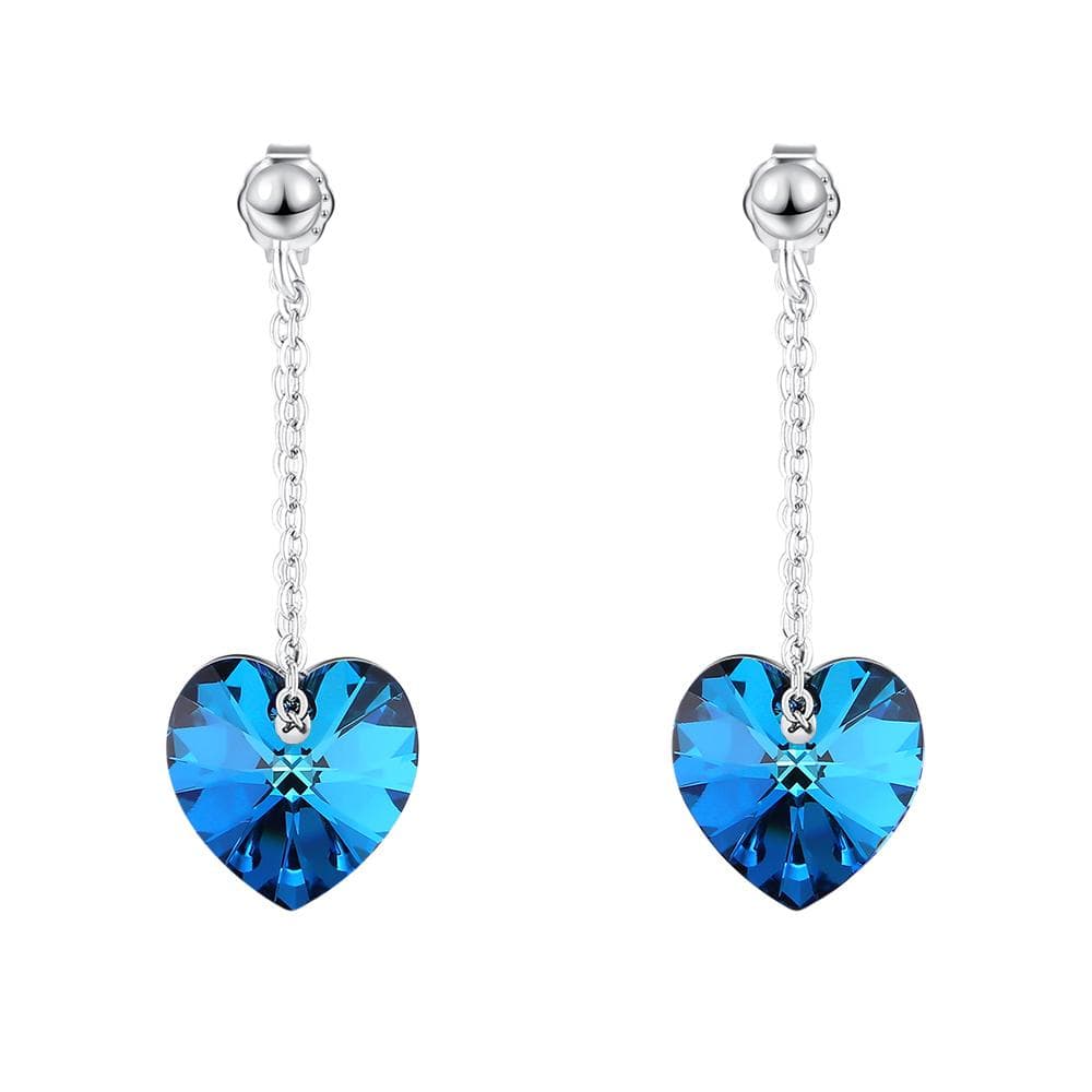 Boxed Heart Blue Pendant Necklace and Earrings Set Embellished with Swarovski¬¨√Ü Crystals Set - Brilliant Co