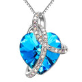 Boxed Heart Blue Pendant Necklace and Earrings Set Embellished with Swarovski¬¨√Ü Crystals Set - Brilliant Co