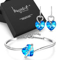 Boxed Amour Radiant Blue Bangle and Earrings Set Embellished with Swarovski® Crystals