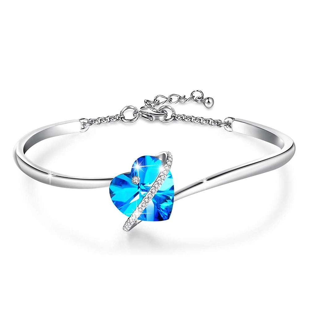 Boxed Amour Radiant Blue Bangle and Earrings Set Embellished with Swarovski® Crystals