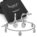 Boxed White Gold Drop Charm Bracelet and Earrings Set Embellished with Swarovski® Crystals - Brilliant Co