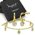 Boxed Gold Drop Charm Bracelet and Earrings Set Embellished with Swarovski® Crystals - Brilliant Co