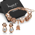 Boxed Rose Gold Eiffel Tower Beaded Bracelet and Earrings Set Embellished with Swarovski¬¨√Ü Crystals - Brilliant Co