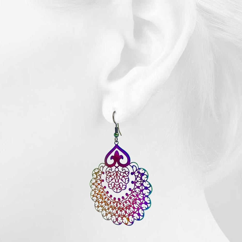 Boxed Set of Laser Etched Earrings In Rainbow