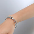 Boxed Forever Knot White Gold Titanium Cuff Bangle & Adjustable Ring Set in White Gold