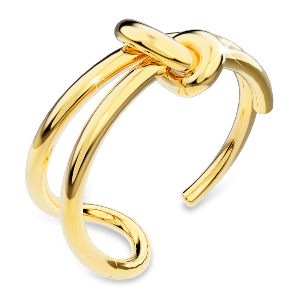 Boxed Forever Knot Gold Titanium Cuff Bangle & Ring Set in Gold