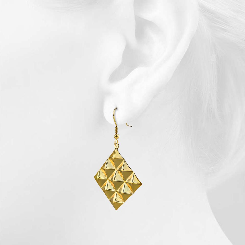 Boxed Fascination Geometric Style Diamond Shape Metallic Earrings Set