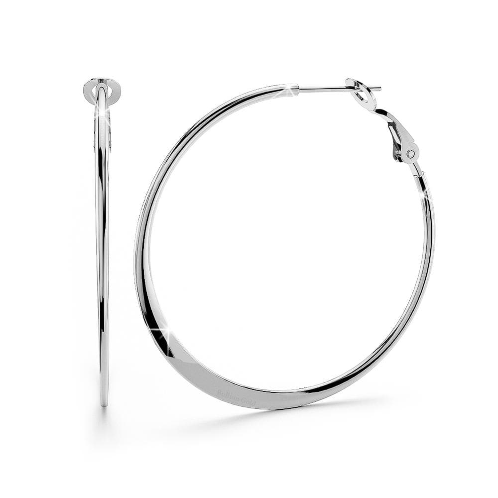 Boxed Mother's Love Inscriptions Bar Bracelet & Semi Flattened Hoop Earrings Set in White Gold