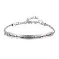 Boxed Mother's Love Inscriptions Bar Bracelet & Semi Flattened Hoop Earrings Set in White Gold