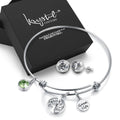 Boxed Inspiring Tree of Life Adjustable Bangle & Opulence Earrings in White Gold Embellished With Swarovski® Crystals Set