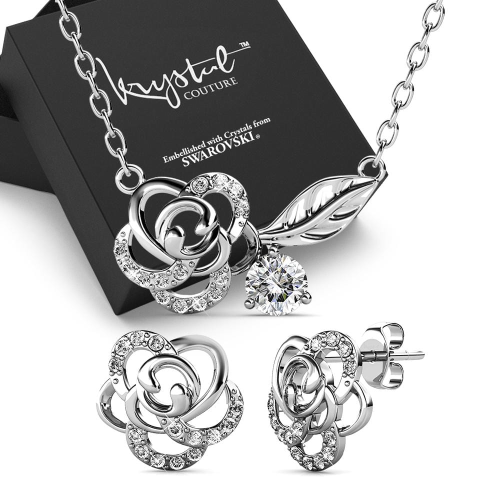 Boxed Rose Petal Set Embellished with Swarovski¬¨√Ü Crystals
In White Gold - Brilliant Co