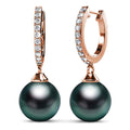 Boxed 2 Pairs Flawless Pearl Drop Hoop Earrings Set Embellished with Swarovski¬¨√Ü Crystal Iridescent Tahitian Look Pearls - Brilliant Co